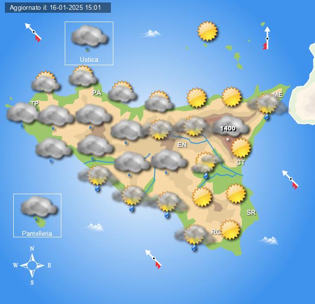 Meteo Sicilia di sabato 18 e domenica 19 gennaio