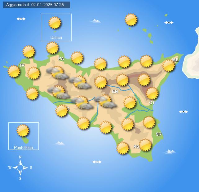 Meteo Sicilia di venerdì 3 gennaio