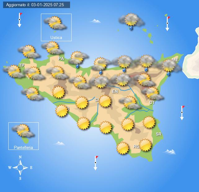 Meteo Sicilia di sabato 4 e domenica 5 gennaio