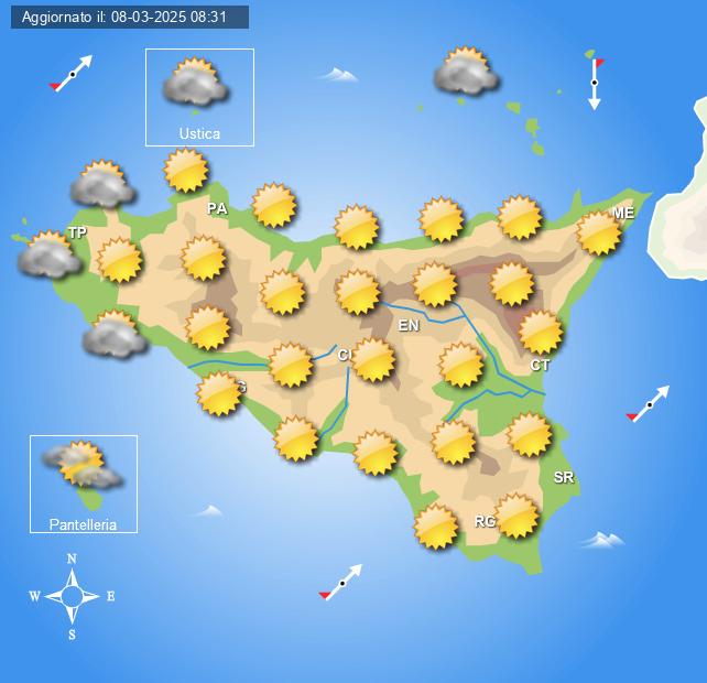 Meteo Sicilia di giovedì 13 marzo