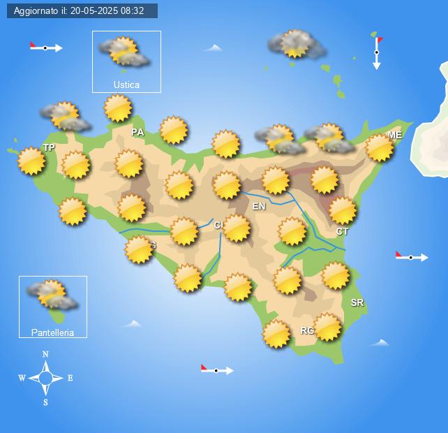 Meteo Sicilia di giovedì 22 maggio