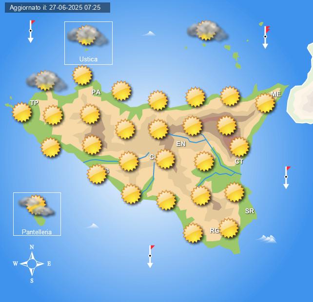 Meteo Sicilia di sabato 28 e domenica 29 giugno