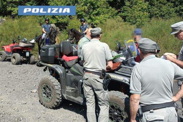 Controlli straordinari sull’Etna: Polizia di Stato e Corpo Forestale in azione contro i mezzi a motore nei sentieri del Parco