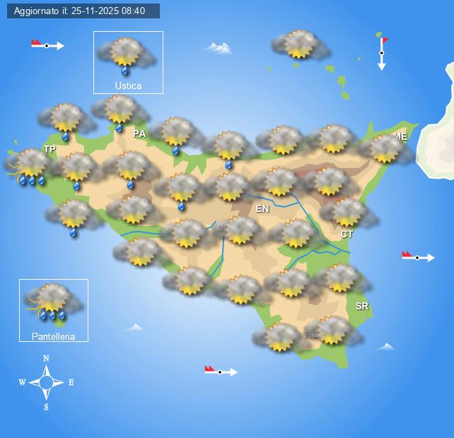 Meteo Sicilia di mercoledì 26 novembre