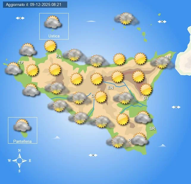 Meteo Sicilia di mercoledì 10 dicembre