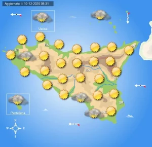Tempo stabile al mattino con nubi sparse e ampie schiarite su tutta la regione, nuvolosità bassa...