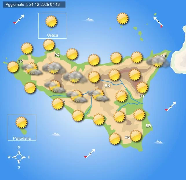 Meteo Sicilia di giovedì 25 dicembre