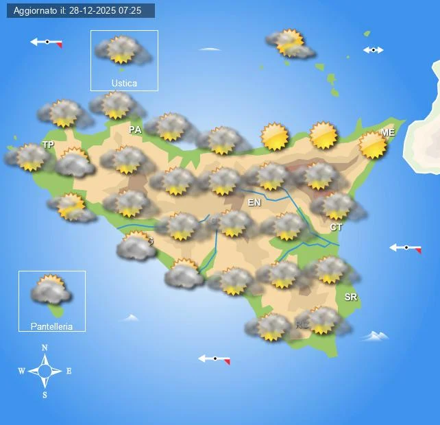Meteo Sicilia di lunedì 29 dicembre