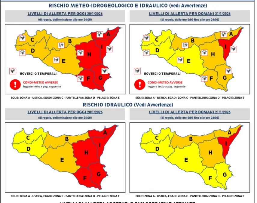 Resta l’allerta meteo in Sicilia: rischio idrogeologico, massima prudenza
