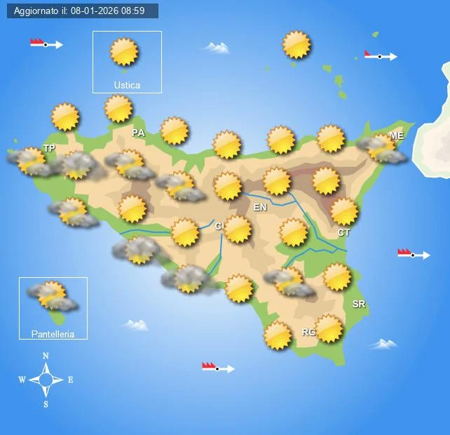 Meteo Sicilia di venerdì 9 gennaio