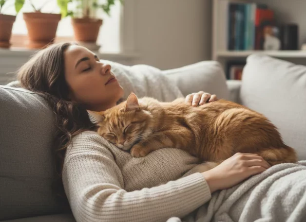 Perché i gatti dormono sul petto dei proprietari: è solo amore?