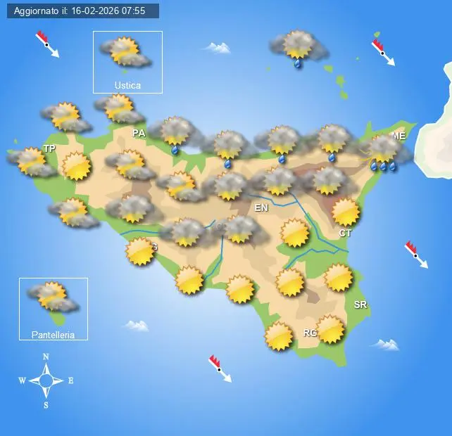 Meteo Sicilia di martedì 17 febbraio