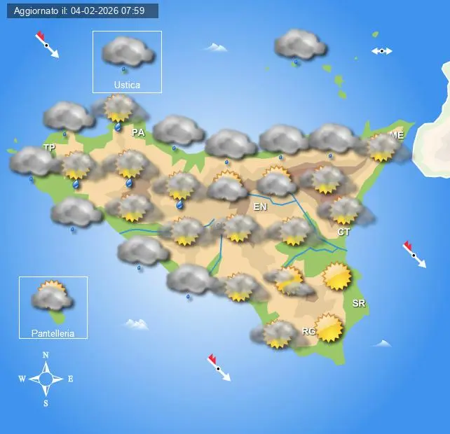 Meteo Sicilia di giovedì 5 febbraio