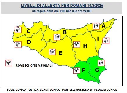 Palermo: allerta gialla fino al 10 marzo, temporali e possibili disagi