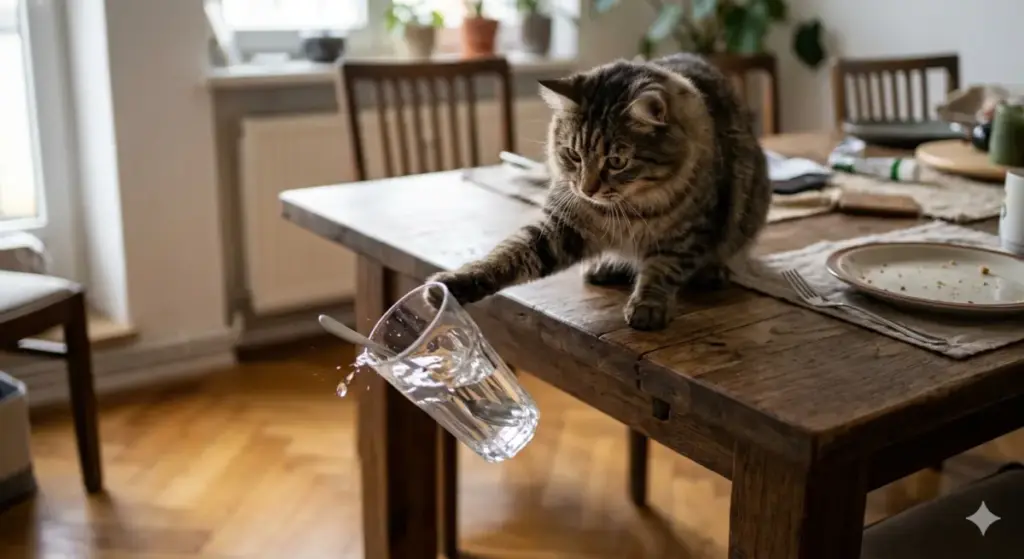 Perché i gatti buttano gli oggetti a terra: un comportamento naturale