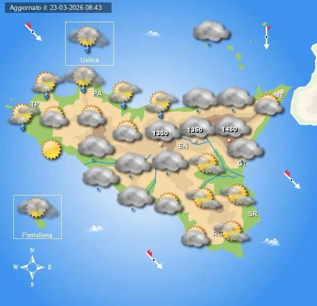 Meteo Sicilia di lunedì 24 marzo