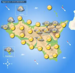 Meteo Sicilia di mercoledì 25 marzo