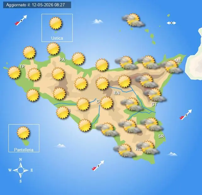 Meteo Sicilia di mercoledì 13 maggio