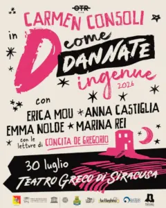 Carmen Consoli porta a Siracusa “D come dannate ingenue”: al Teatro Greco un live corale tutto al femminile