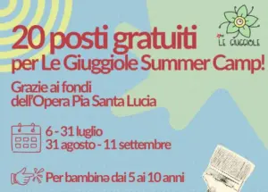 Attività estive per bambini e bambine. 20 posti gratuiti al summer camp de Le Giuggiole