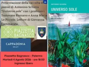 In piazzetta Bagnasco, martedì 4 agosto, “Universo Sole”, l’ultima raccolta di poesie di Antonino Schiera