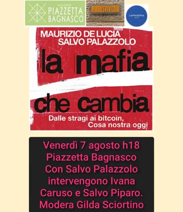 Salvo Palazzolo presenta in piazzetta Bagnasco “La mafia che cambia”