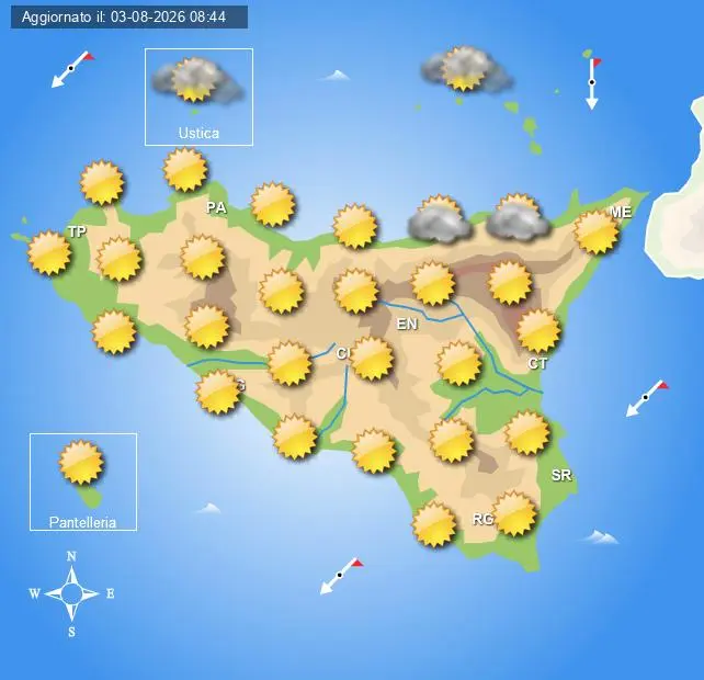 Meteo Sicilia di sabato 8 e domenica 9 agosto