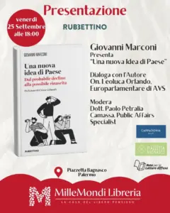 “Una nuova idea di Paese”, il libro di Giovanni Marconi in piazzetta Bagnasco venerdì 25 settembre