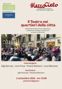 Con Mezzocielo, giovedì 3 settembre, in piazzetta Bagnasco, si parla di teatro nei luoghi della città