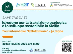 H2InComune arriva a Catania il 30 settembre, al centro la rivoluzione dell’idrogeno e il ruolo della PA