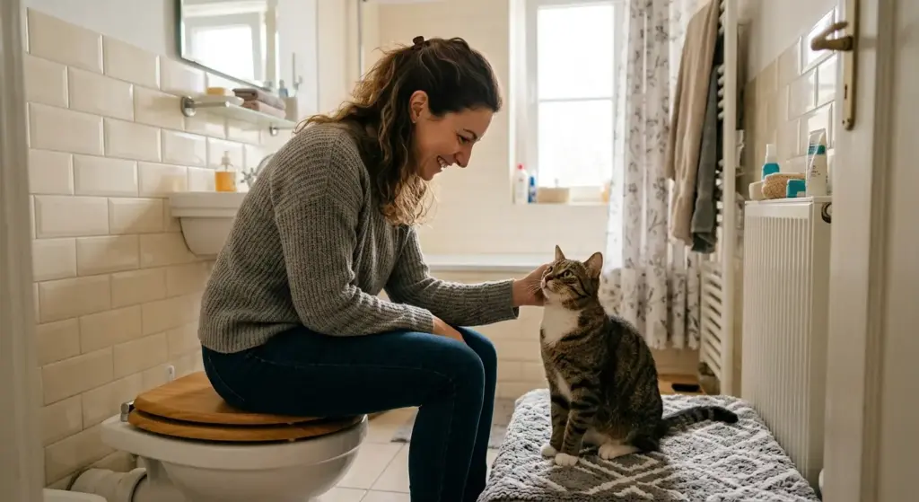 Il tuo gatto ti segue in bagno? Ecco perché non vuole lasciarti solo
