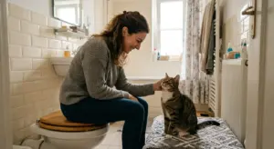 Il tuo gatto ti segue in bagno? Ecco perché non vuole lasciarti solo
