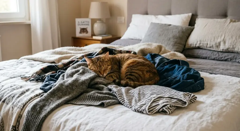 Perché alcuni gatti amano dormire sulle nostre cose
