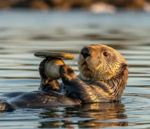 La lontra che porta con sé una pietra: utensili, abitudini e ingegno