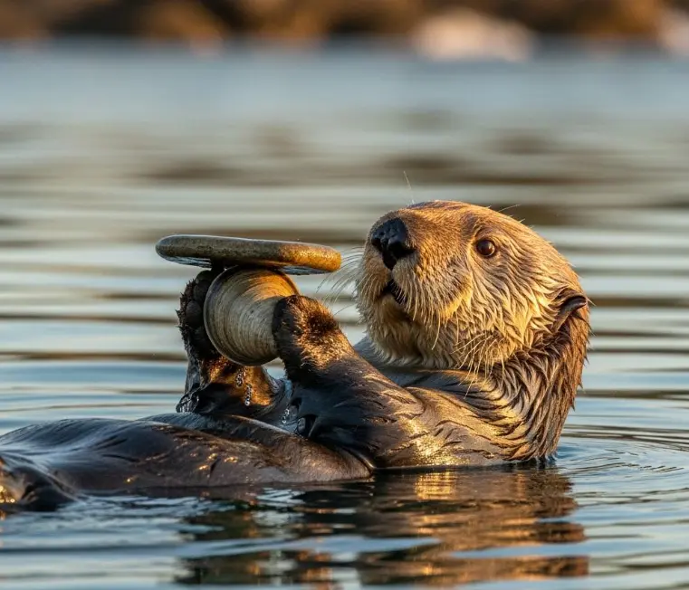La lontra che porta con sé una pietra: utensili, abitudini e ingegno